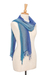 Silk scarf, 'Blue Denim Summer' - Hand Woven Fringed Silk Scarf in Denim Blue from Thailand (image 2d) thumbail