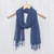 Silk scarf, 'Azure Summer' - Hand Woven Fringed Silk Scarf in Azure from Thailand (image 2) thumbail