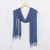 Silk scarf, 'Azure Summer' - Hand Woven Fringed Silk Scarf in Azure from Thailand (image 2b) thumbail