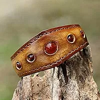 Thai Brown Leather Braided Men's Bracelet, 'Single Brown Braid