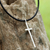 Sterling silver pendant necklace, 'Exquisite Cross' - 925 Sterling Silver Cross on Black Braided Cord Necklace (image 2c) thumbail