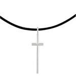 Sterling silver pendant necklace, 'Exquisite Cross' - 925 Sterling Silver Cross on Black Braided Cord Necklace