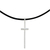 Sterling silver pendant necklace, 'Exquisite Cross' - 925 Sterling Silver Cross on Black Braided Cord Necklace (image 2e) thumbail