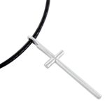 Sterling silver pendant necklace, 'Exquisite Cross' - 925 Sterling Silver Cross on Black Braided Cord Necklace