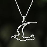 Sterling silver pendant necklace, 'Martin Swallow'
