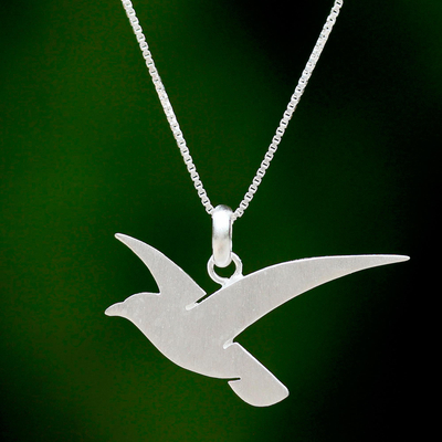 Sterling silver pendant necklace, 'Flying Martin' - Flying Martin Bird Sterling Silver Necklace from Thailand