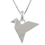 Sterling silver pendant necklace, 'Origami Flight' - Origami Bird Sterling Silver Pendant Necklace from Thailand