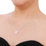 Sterling silver pendant necklace, 'Origami Flight' - Origami Bird Sterling Silver Pendant Necklace from Thailand