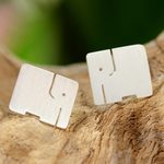 Sterling silver stud earrings, 'Exquisite Elephant' - Handmade Thai Sterling Silver Post Elephant Post Earrings