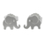 Sterling silver button earrings, 'Endearing Elephants' - Handmade Thai Sterling Silver Post Elephant Earrings thumbail
