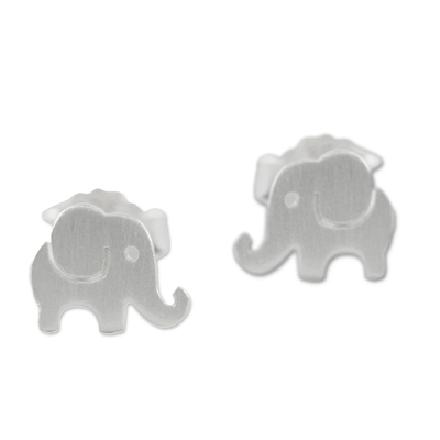 Knopfohrringe aus Sterlingsilber - Handgefertigte Elefanten-Ohrringe aus thailändischem Sterlingsilber
