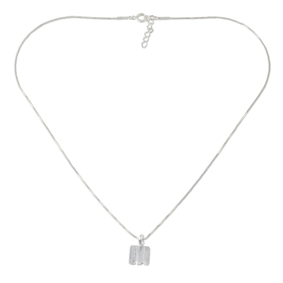 Halskette mit Anhänger aus Sterlingsilber - Thailändische Halskette mit quadratischem Elefantenanhänger aus Sterlingsilber