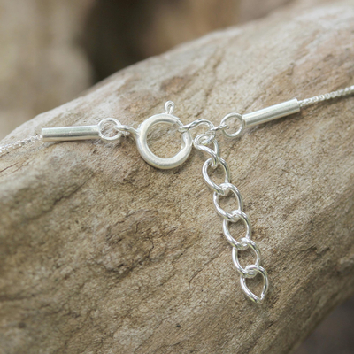 Sterling silver pendant necklace, 'Loving Elephant' - Thai Sterling Silver Elephant Heart Pendant Necklace