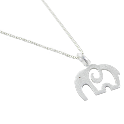 Sterling silver pendant necklace, 'Elephant Soul' - Thai Sterling Silver Openwork Elephant Pendant Necklace