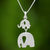 Collar colgante de plata esterlina - Collar con colgante de plata esterlina tailandesa con dos elefantes