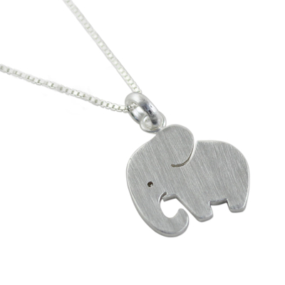 Sterling silver pendant necklace, 'Respectful Elephant' - Thai Sterling Silver Pendant Necklace of a Proud Elephant