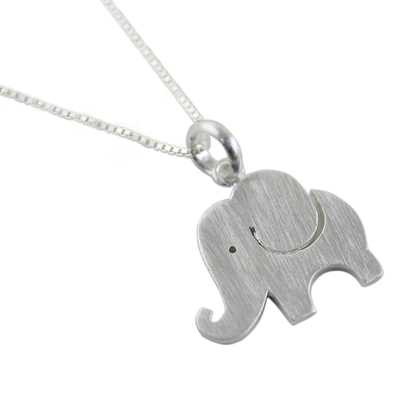 Sterling silver pendant necklace, 'Elephant Friend' - Thai Sterling Silver Pendant Necklace of a Friendly Elephant