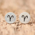 Sterling silver stud earrings, 'Satin Aries' - Sterling Silver Aries Stud Earrings from Thailand (image 2) thumbail