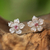 Tourmaline stud earrings, 'Winter Blooms' - Sterling Silver Pink Tourmaline Floral Stud Earrings (image 2) thumbail