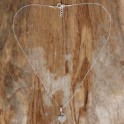 Collar con colgante de corazón en plata de ley - Collar con colgante en forma de corazón de plata esterlina de Tailandia