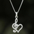 Collar con colgante de corazón en plata de ley - Collar con colgante de corazón de clave de sol de plata esterlina de Tailandia
