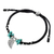 Silver pendant bracelet, 'Island Leaf' - Silver Leaf Pendant Bracelet with Black Cord from Thailand thumbail