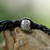 Silver pendant bracelet, 'Island Leaf' - Silver Leaf Pendant Bracelet with Black Cord from Thailand (image 2c) thumbail
