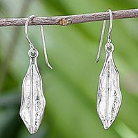 Sterling silver dangle earrings, 'Banana Leaf Breeze' - Sterling Silver Banana Leaf Dangle Earrings Made in Thailand