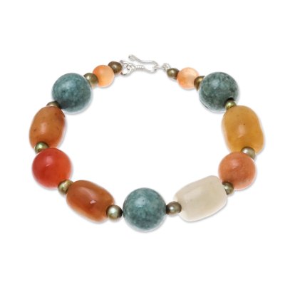 Jade and cultured pearl beaded bracelet,
