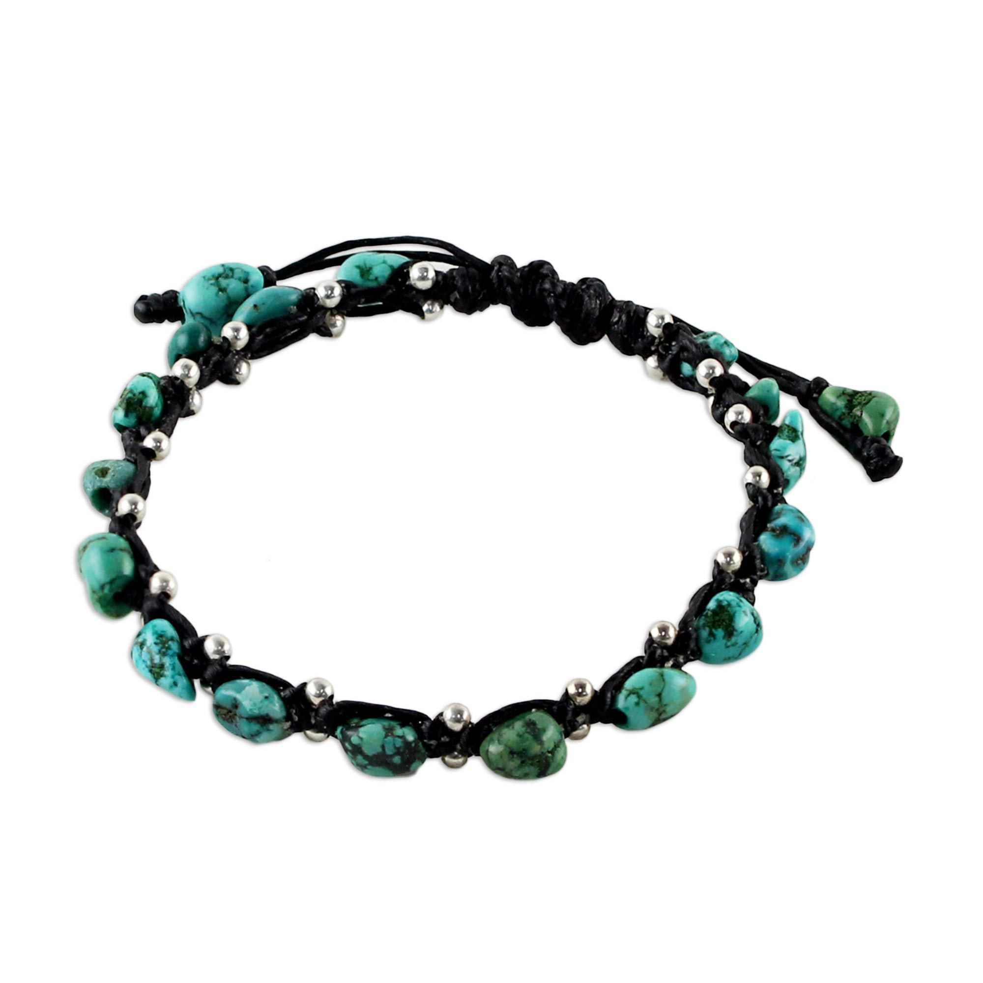 Thai Jewelry Braided Bracelet Turquoise Color 925 Silver - Turquoise ...