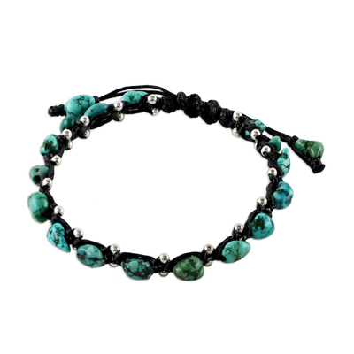 Thai Jewelry Braided Bracelet Turquoise Color 925 Silver
