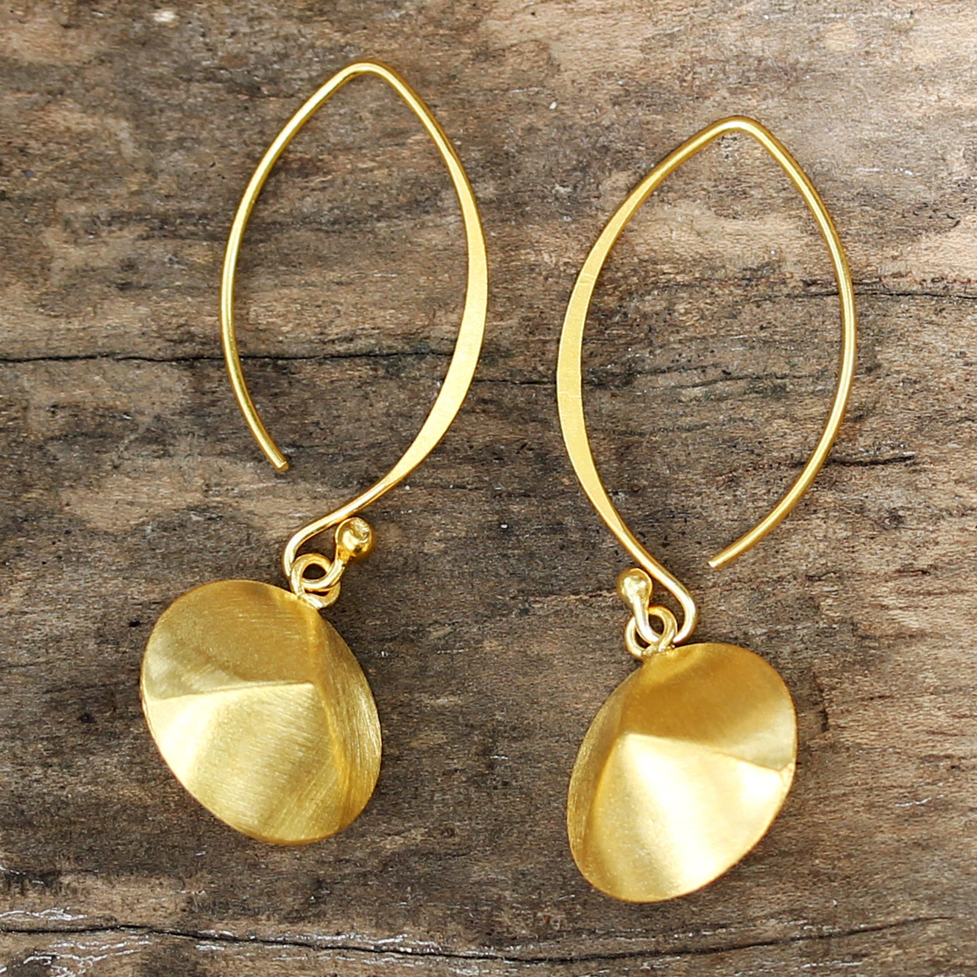 Thai Artisan Jewelry Modern 18k Gold Plated Hook Earrings - Golden Thai ...