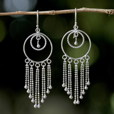 Sterling silver chandelier earrings, Dream Protectors
