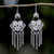 Kronleuchter-Ohrringe aus Sterlingsilber - Diamantförmige Kronleuchter-Ohrringe aus thailändischem Sterlingsilber