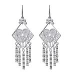 Sterling silver chandelier earrings, 'Diamond Hearts' - Thai Sterling Silver Diamond Shaped Chandelier Earrings
