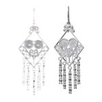 Sterling silver chandelier earrings, 'Diamond Hearts' - Thai Sterling Silver Diamond Shaped Chandelier Earrings