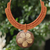 Coconut shell and leather flower pendant necklace, 'Rustic Frangipani' - Thai Leather and Coconut Shell Floral Handmade Necklace thumbail