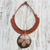Coconut shell and leather flower pendant necklace, 'Rustic Frangipani' - Thai Leather and Coconut Shell Floral Handmade Necklace (image 2c) thumbail
