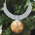 Coconut shell and leather flower pendant necklace, 'Rustic Frangipani in Grey' - Grey Leather and Coconut Shell Floral Statement Necklace (image 2) thumbail