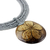 Coconut shell and leather flower pendant necklace, 'Rustic Frangipani in Grey' - Grey Leather and Coconut Shell Floral Statement Necklace (image 2d) thumbail