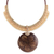 Coconut shell and leather statement necklace, 'Rustic Frangipani in Beige' - Beige Leather and Coconut Shell Floral Statement Necklace (image 2a) thumbail