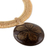 Coconut shell and leather statement necklace, 'Rustic Frangipani in Beige' - Beige Leather and Coconut Shell Floral Statement Necklace (image 2d) thumbail