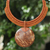 Coconut shell and leather pendant necklace, 'Rustic Moon' - Burnt Orange Leather and Coconut Shell Statement Necklace thumbail