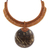 Coconut shell and leather pendant necklace, 'Rustic Moon' - Burnt Orange Leather and Coconut Shell Statement Necklace (image 2a) thumbail