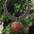 Coconut shell and leather statement necklace, 'Rustic Moon in Dark Brown' - Dark Brown Leather and Coconut Shell Statement Necklace thumbail