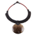Coconut shell and leather statement necklace, 'Rustic Moon in Dark Brown' - Dark Brown Leather and Coconut Shell Statement Necklace (image 2a) thumbail