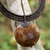 Coconut shell and leather statement necklace, 'Rustic Moon in Dark Brown' - Dark Brown Leather and Coconut Shell Statement Necklace (image 2c) thumbail
