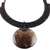 Coconut shell and leather statement necklace, 'Rustic Moon in Dark Brown' - Dark Brown Leather and Coconut Shell Statement Necklace (image 2e) thumbail