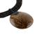 Coconut shell and leather statement necklace, 'Rustic Moon in Dark Brown' - Dark Brown Leather and Coconut Shell Statement Necklace (image 2f) thumbail