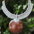 Coconut shell and leather statement necklace, 'Rustic Moon in Grey' - Thai Ivory Leather and Coconut Shell Statement Necklace (image 2) thumbail